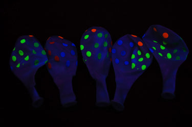 11 Inch UV Blacklight Neon Polka Dot Clear Latex Print Balloons